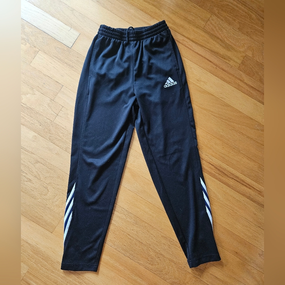 Adidas Small 3-Stripes Athletic Soccer Pants in Black, White and Navy